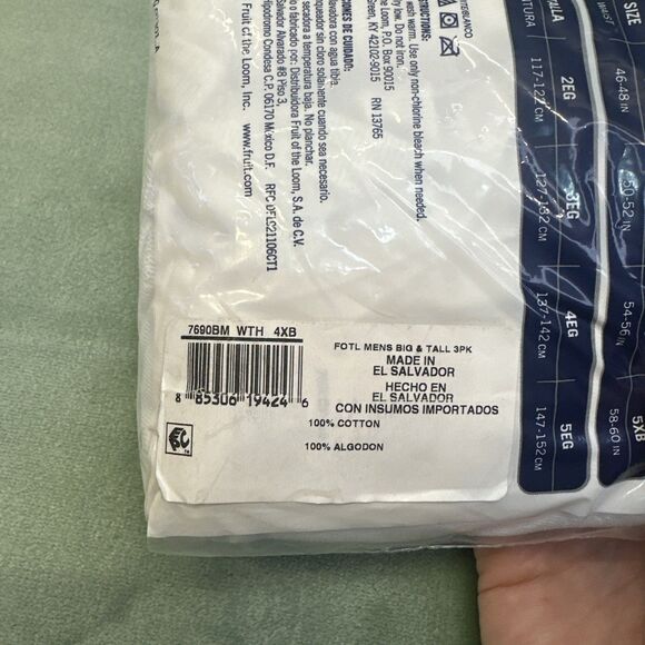 NWT 2013 Fruit of the Loom: Big Man Briefs - Size: 4XB - Roomier Fit - 3 Pack - Picture 4 of 4